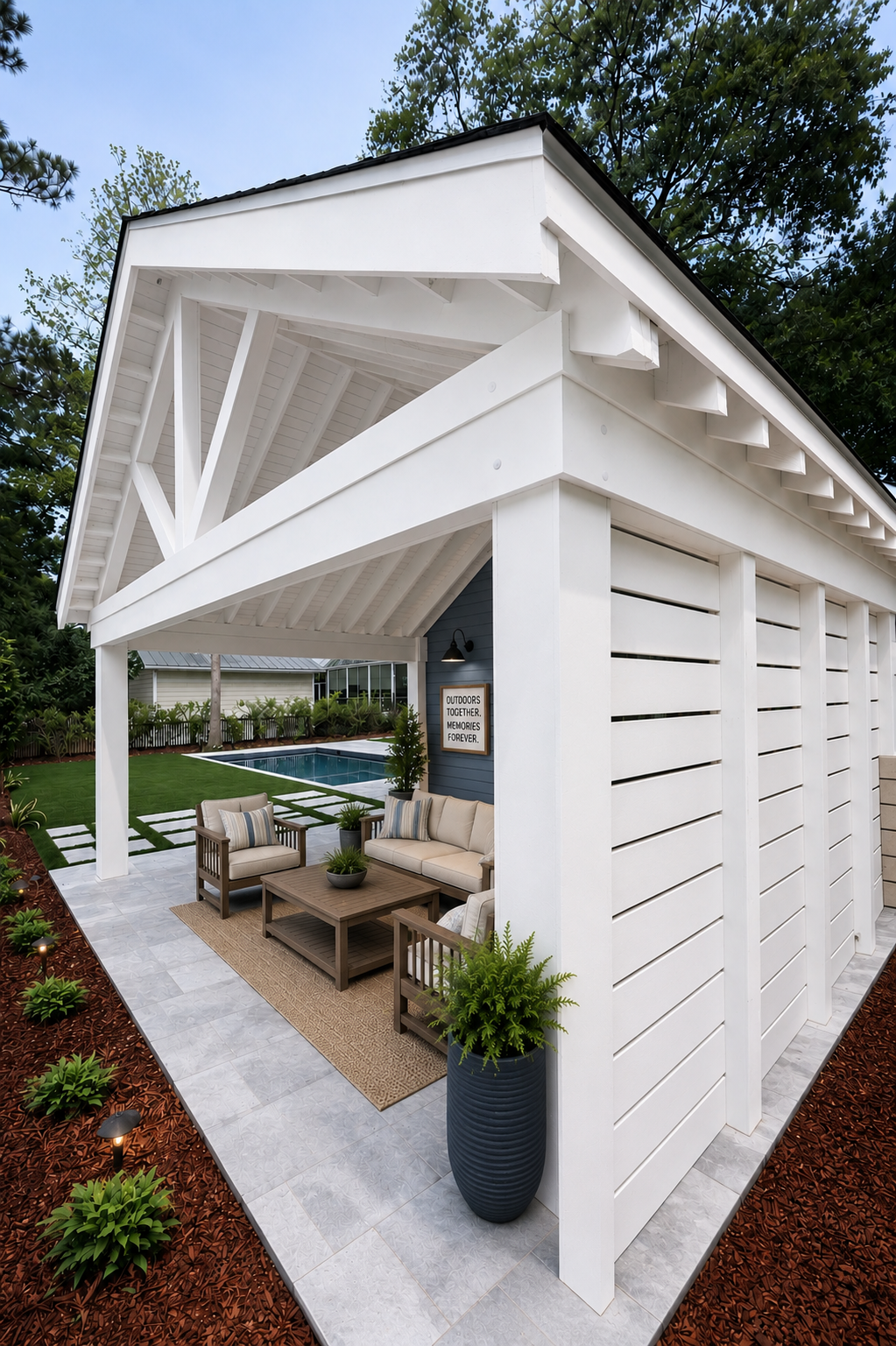 Truss-Detail Cabana in Old Village by Holy City Pergolas